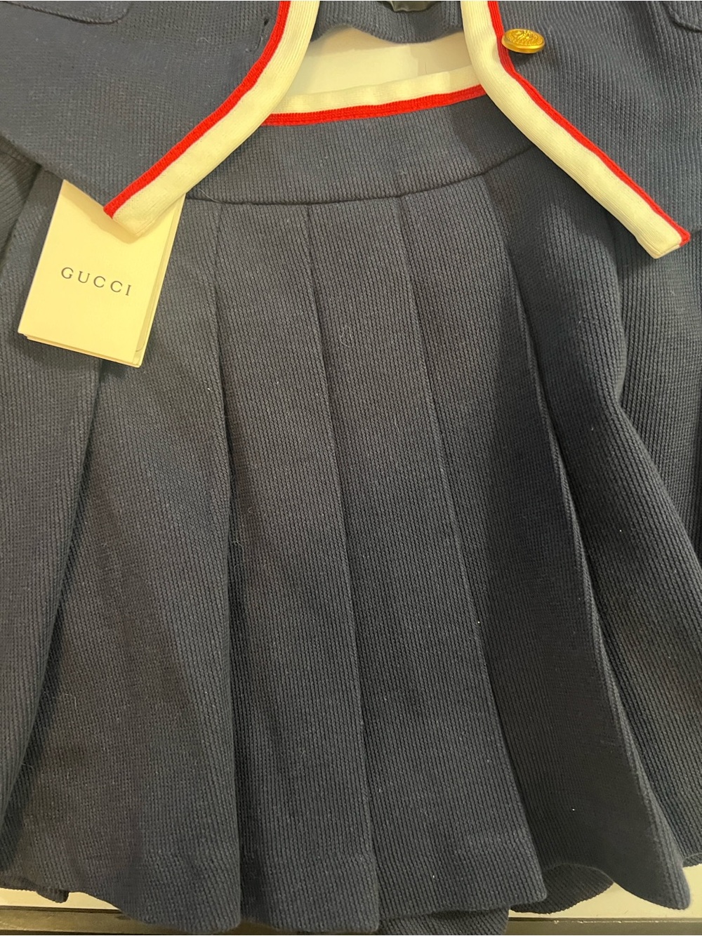 Gucci Authentic Navy Vest with Red & White Trim & Gold Buttons Ladies Medium - Picture 3 of 16